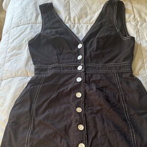 FP Movement by Free People Black Midi Dress with White Buttons